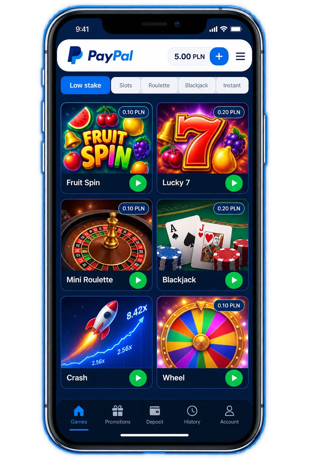 Article low stake games paypal